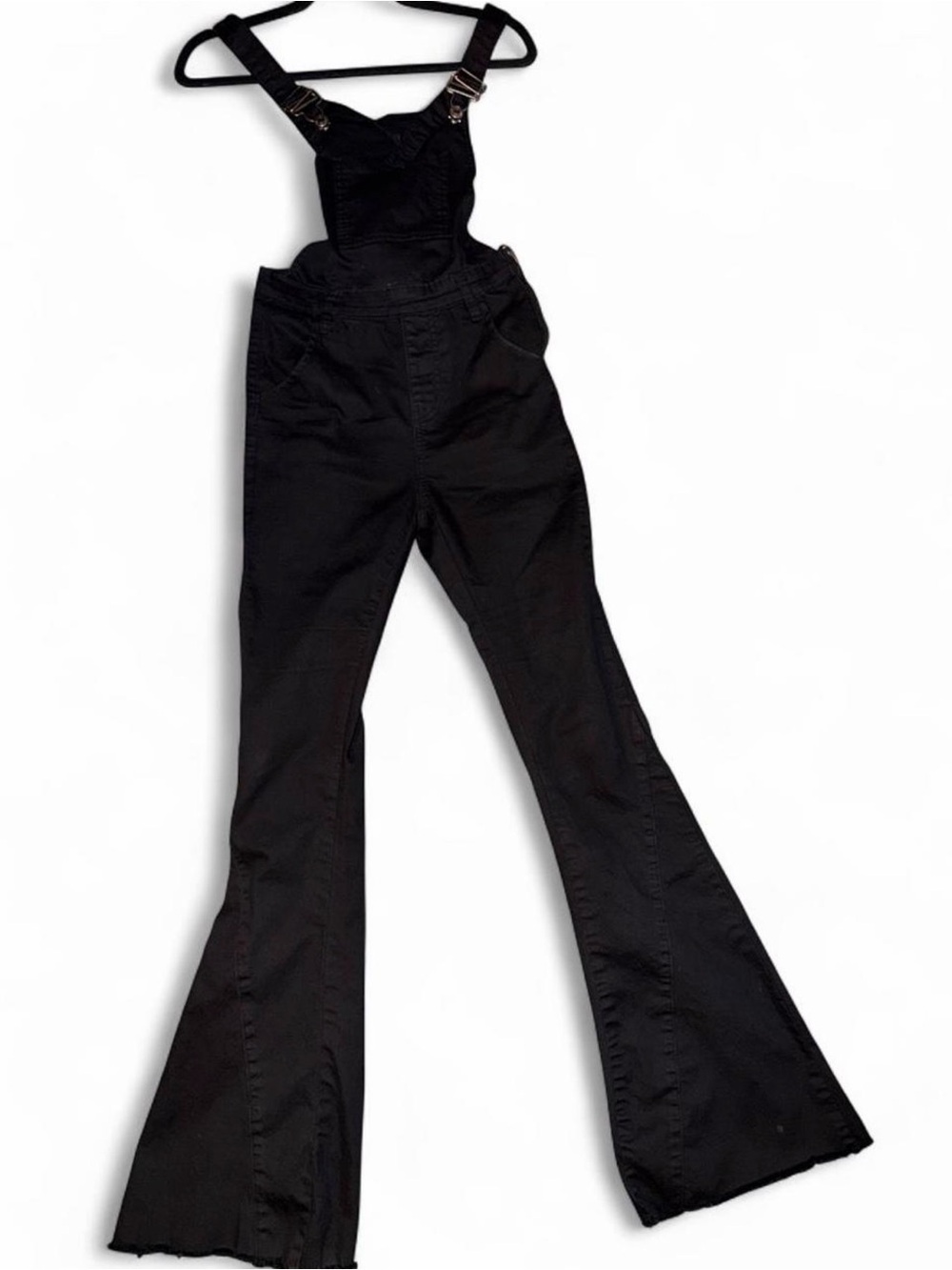 Black Flared Overalls Jumpsuit - Women's